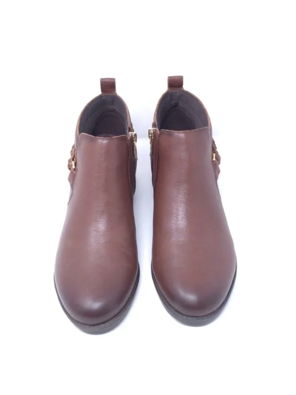 Easy Spirit Roslyn 210 Ankle Boots Brown Memory Foam Side Zip Size 11M